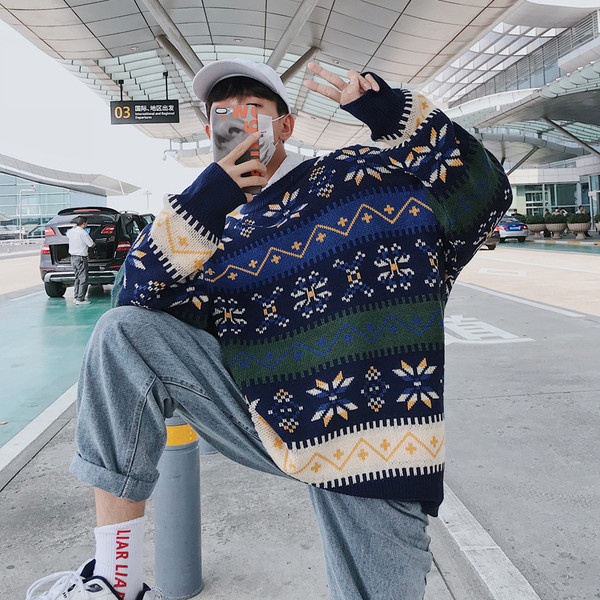 Lezser férfi mintás pulóver három színben