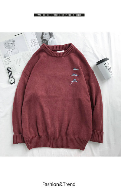 Alkalmi férfi pulóver három színben hímzéssel