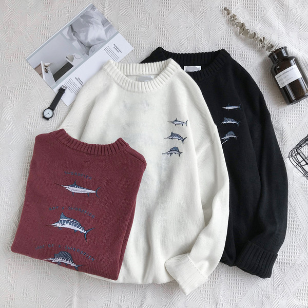 Alkalmi férfi pulóver három színben hímzéssel