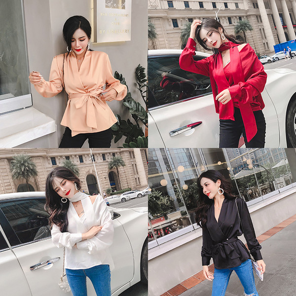 Elegáns női ing V-nyakkal, négy színben