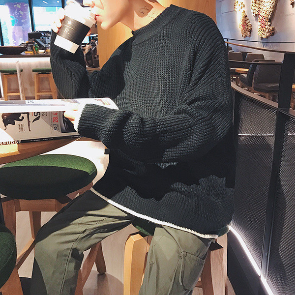 Kényelmes férfi pulóver férfiaknak három színben