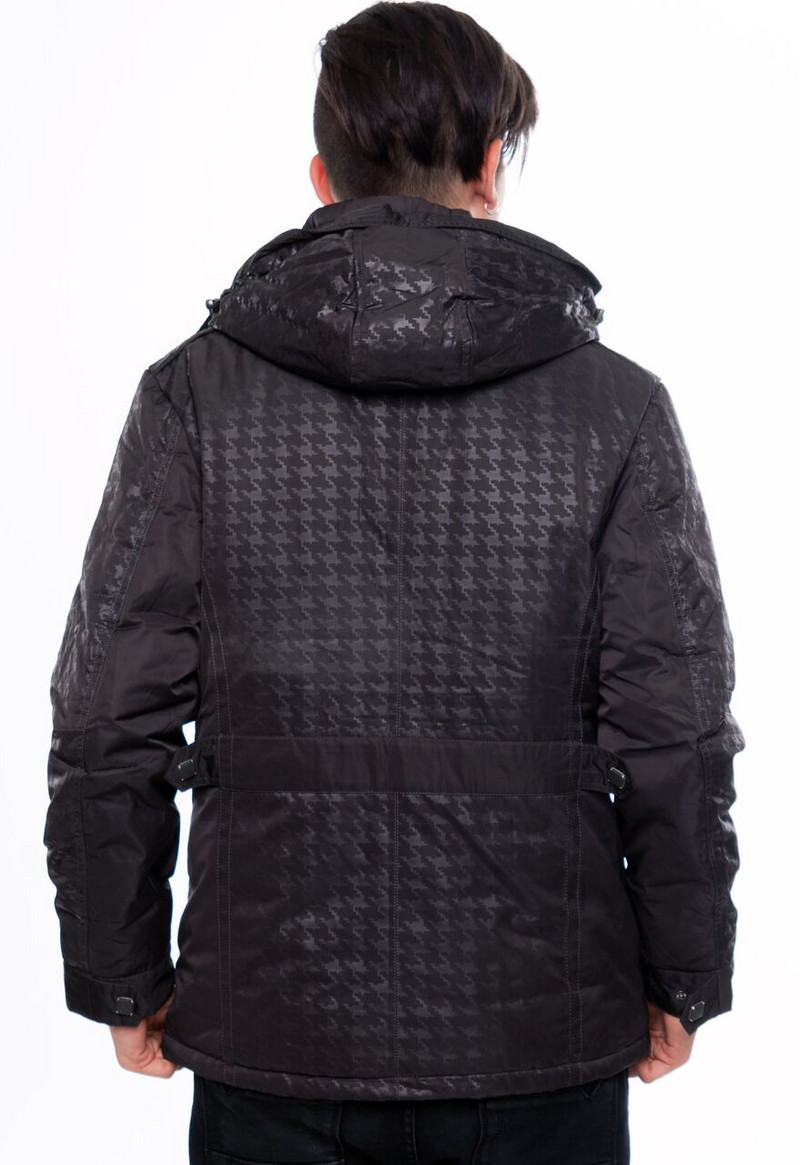 Κομψό ανδρικόμπουφάν για το φθινόπωρο και το χειμώνα σε μαύρο χρώμα