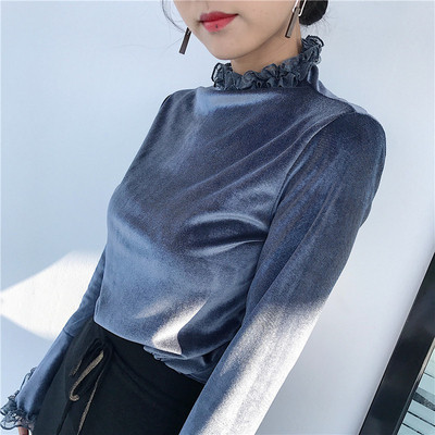 Modern női blúz csipke és lótusz ujjú három színben