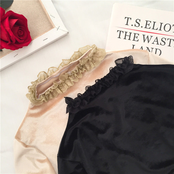 Modern női blúz csipke és lótusz ujjú három színben