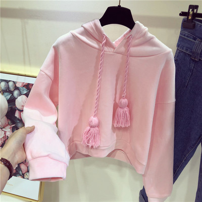 Hanorac de dama modern cu ciucuri si gluga in mai multe culori