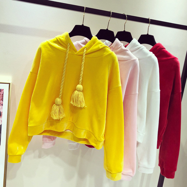 Hanorac de dama modern cu ciucuri si gluga in mai multe culori