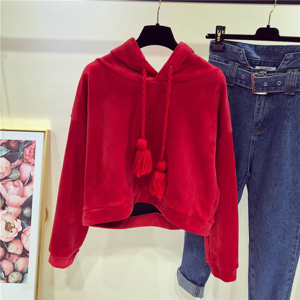 Hanorac de dama modern cu ciucuri si gluga in mai multe culori