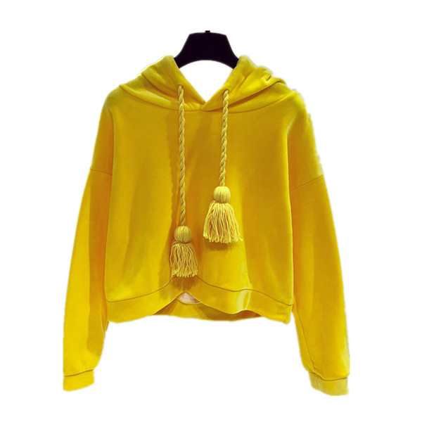 Hanorac de dama modern cu ciucuri si gluga in mai multe culori