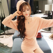 Rochie de damă modernă din puf cu umăr căzut în trei culori