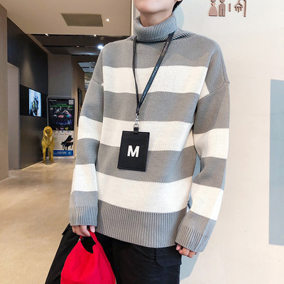 Alkalmi férfi pulóver magas gallérral, két színben