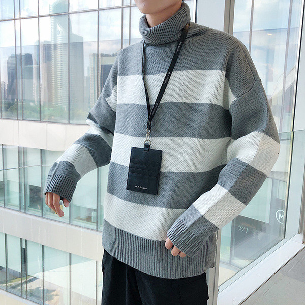 Alkalmi férfi pulóver magas gallérral, két színben