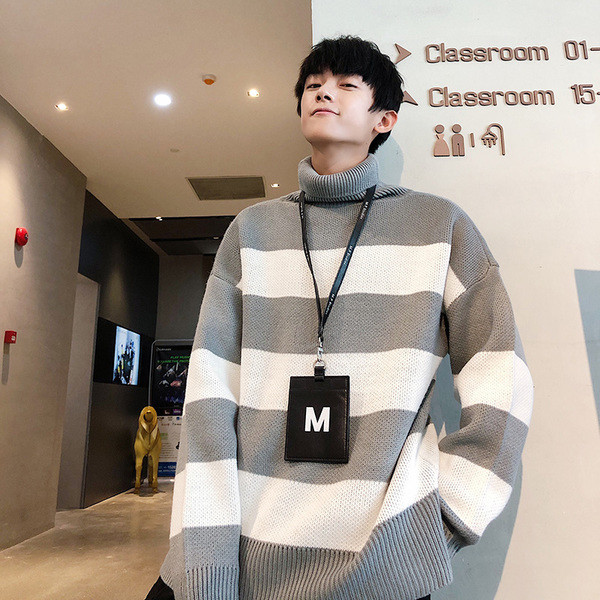 Alkalmi férfi pulóver magas gallérral, két színben