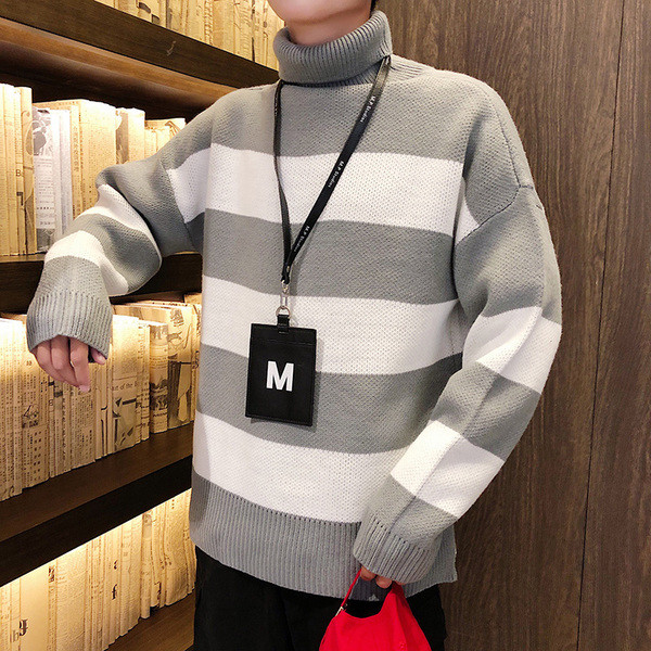 Alkalmi férfi pulóver magas gallérral, két színben