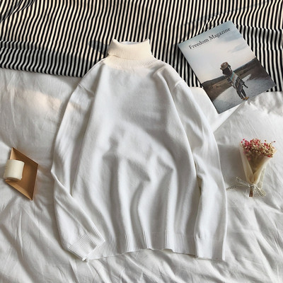 Alkalmi férfi sima pulóver magas gallérral, különböző színekben