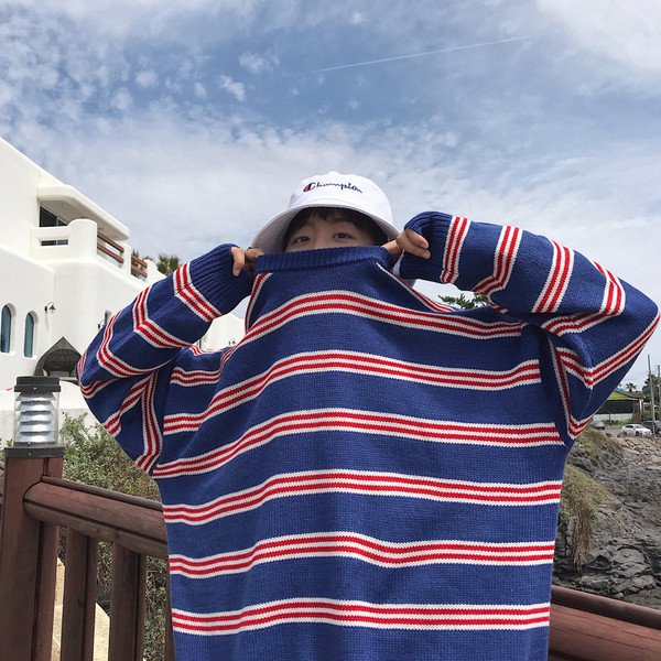 Lezser csíkos férfi pulóver három színben - széles modell