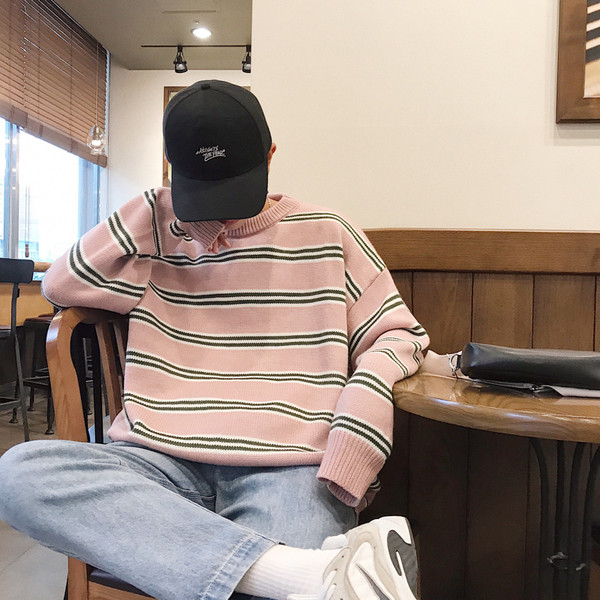 Lezser csíkos férfi pulóver három színben - széles modell