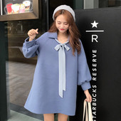 Vastag női ruha nyakkendővel több színben