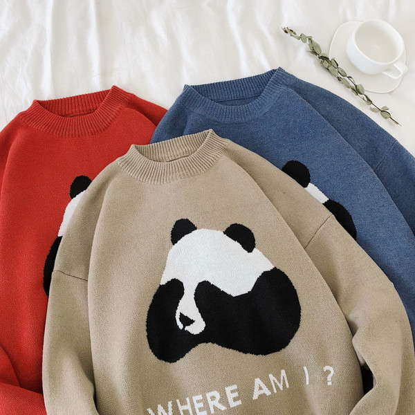 Aktuális férfi vastag pulóver felirattal és képpel három színben