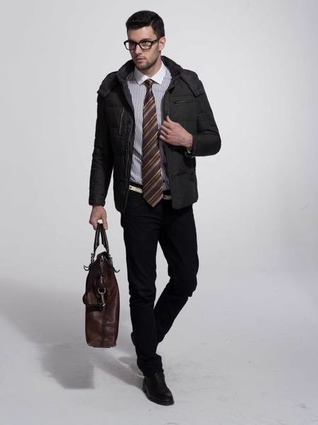 НОВО мъжко яке за есента и зимата в кафяв и черен цвят