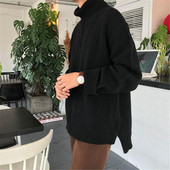 Modern férfi aszimmetrikus pulóver magas gallérral, három színben