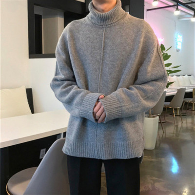 Modern férfi aszimmetrikus pulóver magas gallérral, három színben