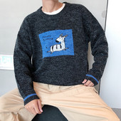 Modern, vastag férfi pulóver rátéttel, három színben