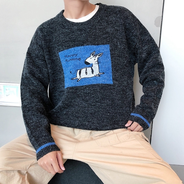 Modern, vastag férfi pulóver rátéttel, három színben