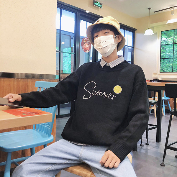 Pulover elegant pentru bărbați, cu inscripție în patru culori