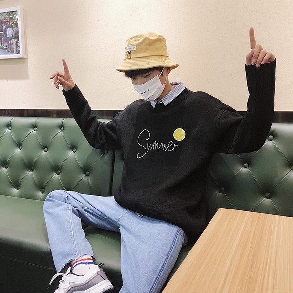 Pulover elegant pentru bărbați, cu inscripție în patru culori