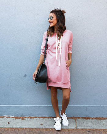 Új Sport-casual női ruha nyakkendővel több színben