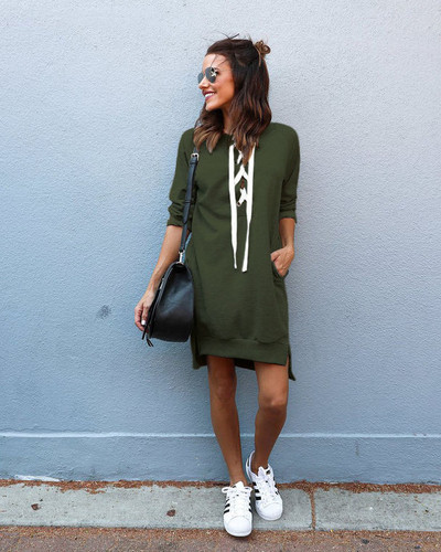 Új Sport-casual női ruha nyakkendővel több színben