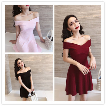 Rochie eleganta de dama model nou cu umerii goi in trei culori