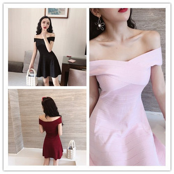 Rochie eleganta de dama model nou cu umerii goi in trei culori