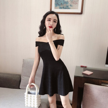 Rochie eleganta de dama model nou cu umerii goi in trei culori