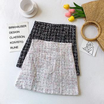 Fekete-fehér rövid női szoknya magas derékkal