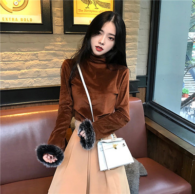 Új modell női bársony blúz, ujjakkal, három színben