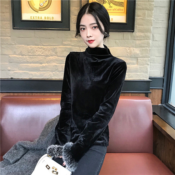 Új modell női bársony blúz, ujjakkal, három színben