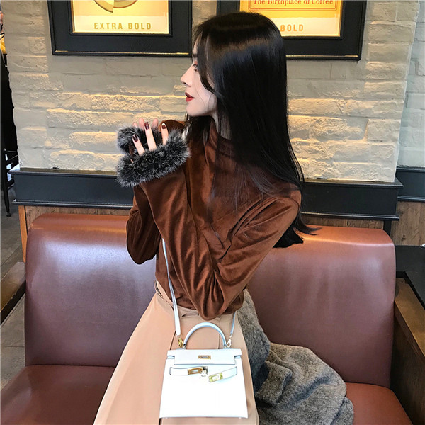 Új modell női bársony blúz, ujjakkal, három színben