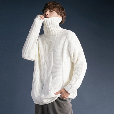 Плътен зимен пуловер за мъже с висока яка в няколко цвята