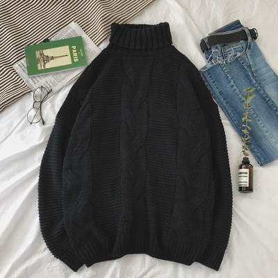 Pulover gros de iarna pentru barbati cu guler inalt in mai multe culori