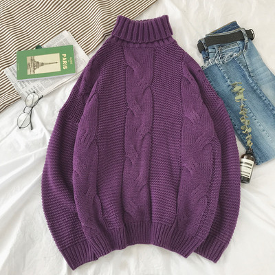 Pulover gros de iarna pentru barbati cu guler inalt in mai multe culori