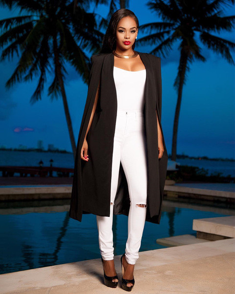 Geaca de dama eleganta model lung in alb-negru