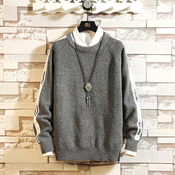 Pulover elegant pentru bărbați, cu benzi laterale și inscripții