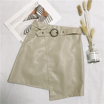 Ökobőrből készült modern női szoknya három színben övvel