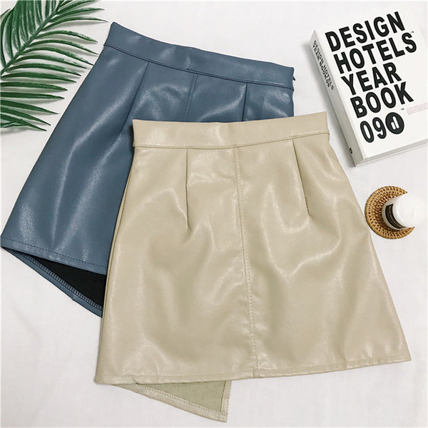 Ökobőrből készült modern női szoknya három színben övvel