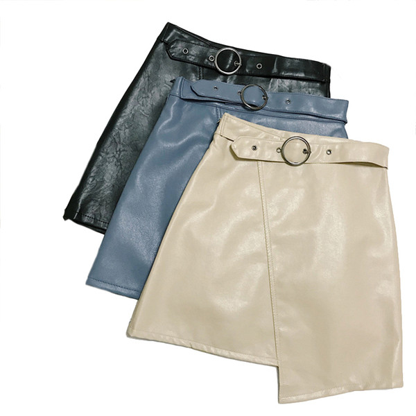 Ökobőrből készült modern női szoknya három színben övvel