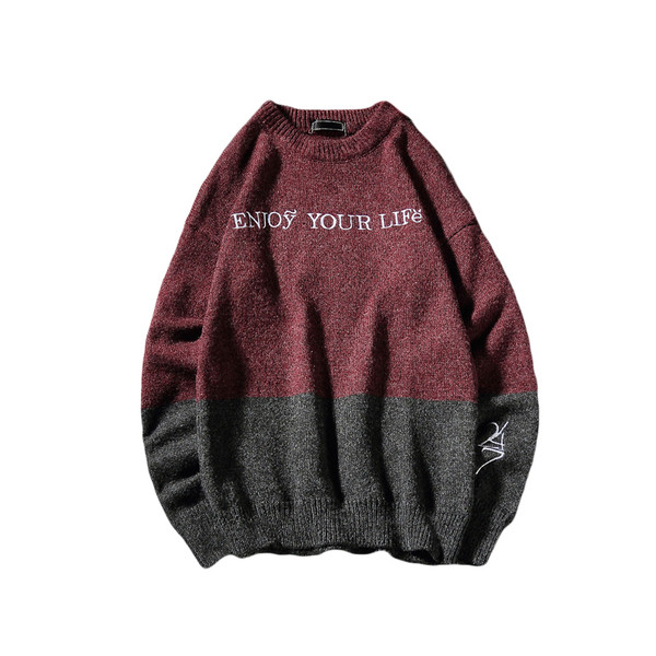 Modern férfi pulóver irizáló színű felirattal