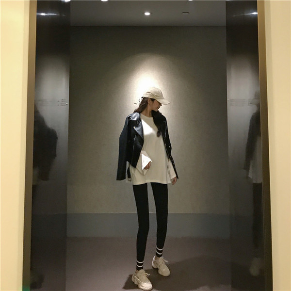 Jambiere de dama din bumbac de culoare neagra cu talie elastica