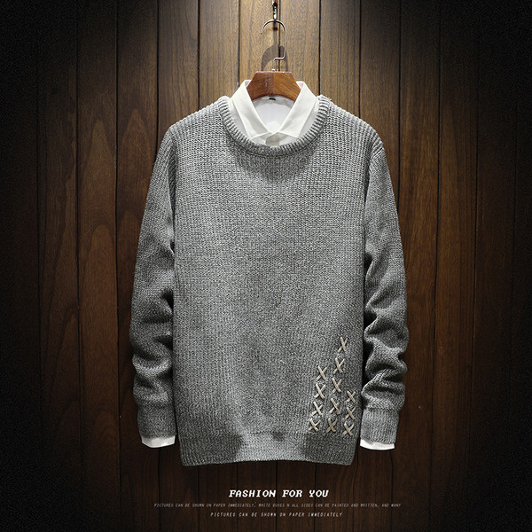 Elegáns férfi pulóver dekoratív nyakkendőkkel, három színben