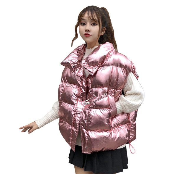 Modern női mellény zsebekkel és fém díszítéssel három színben